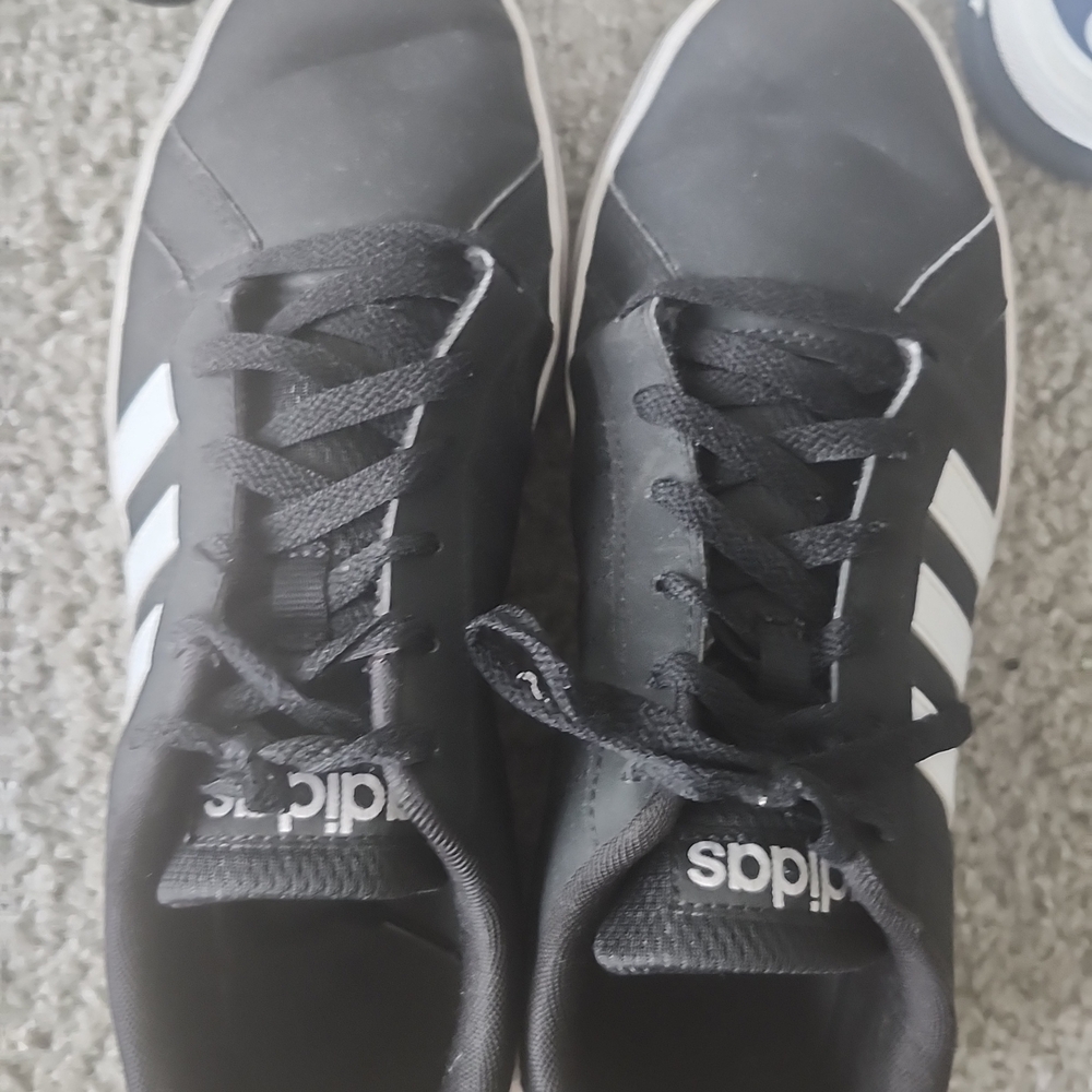 Adidas Men's Black Sneakers with White Stripes